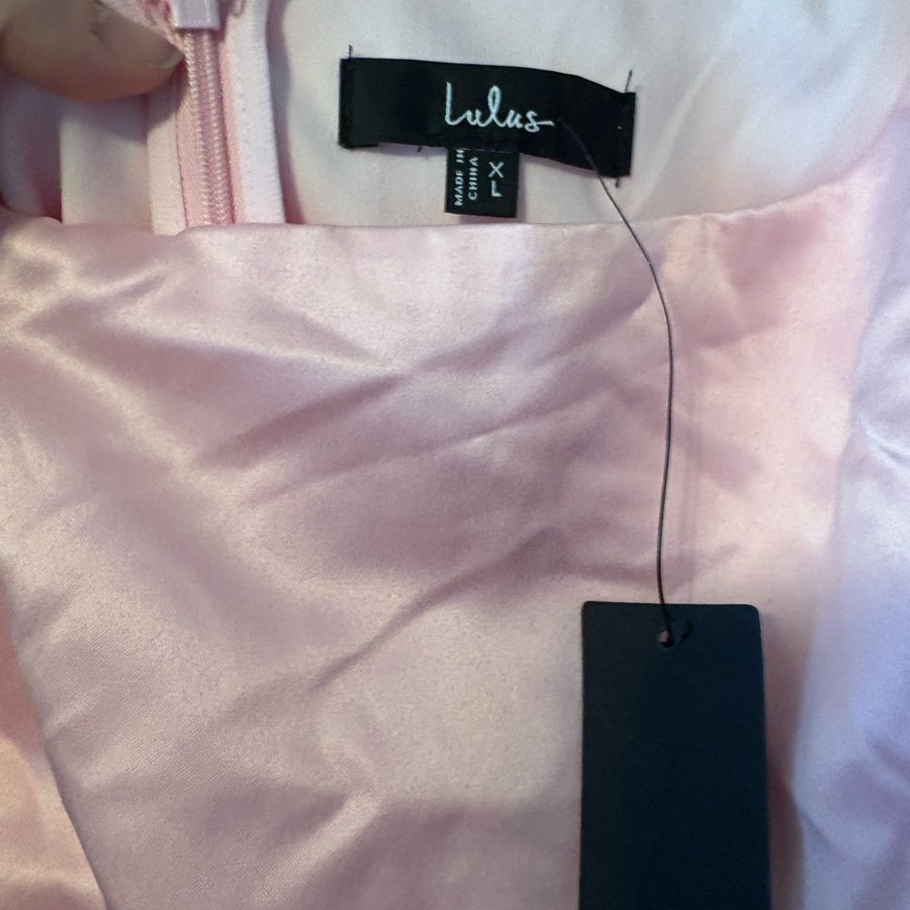 Lulus Pink Satin Bubble Hem Dress - Picture 3 of 3